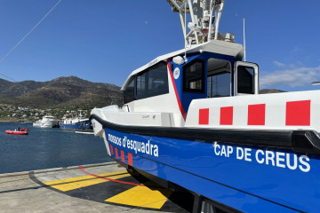 Embarcación Cap de Creu instantes antes de la botadura. Foto: Mossos d'Escuadra