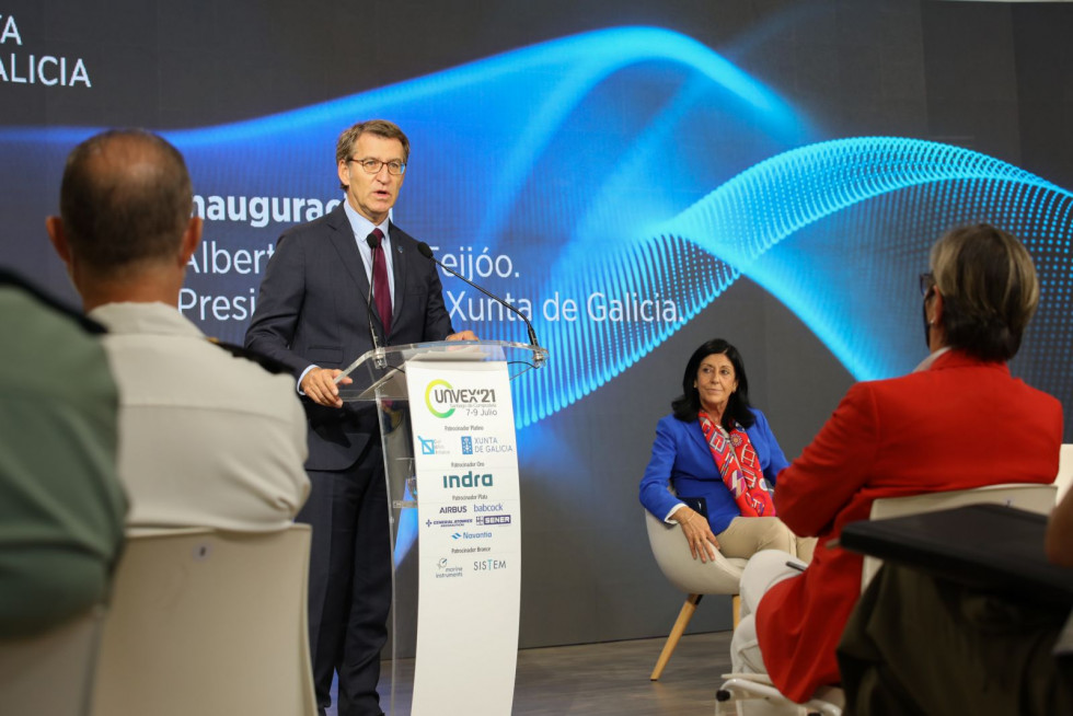 Feijóo y Casteleiro en la inauguración de UNVEX 2021.